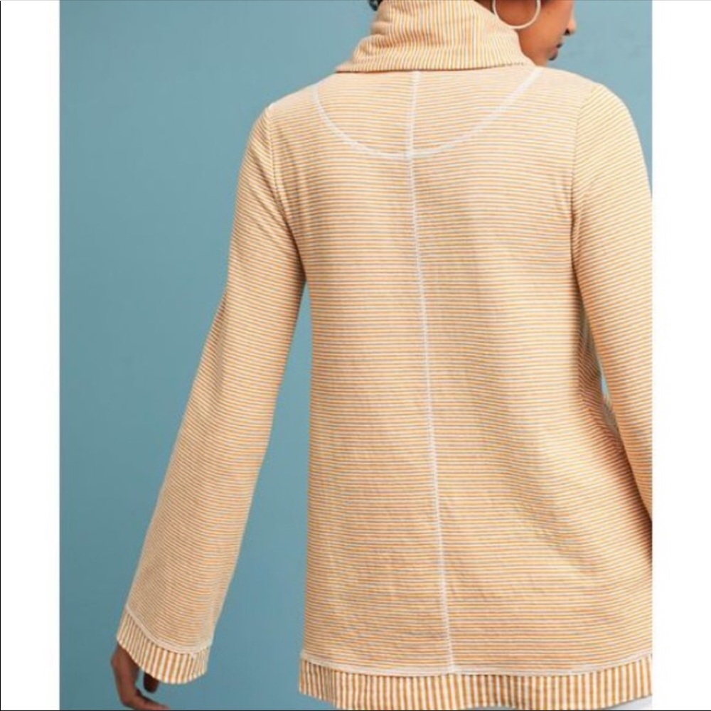 Anthro Maeve Striped Cowl Neck Top Small Yellow - Picture 2 of 5